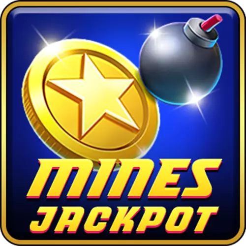 Gold star coin and dark round bomb above the Mines Jackpot title